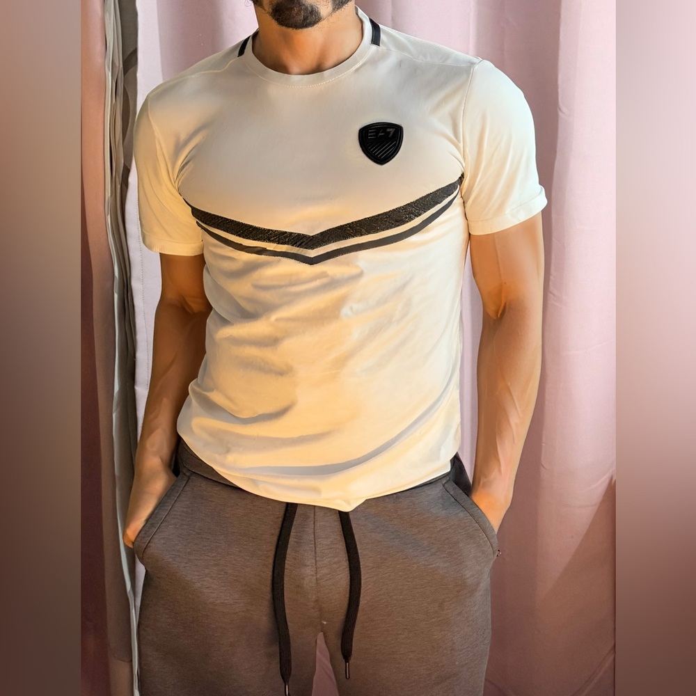 Emporio Armani White and Black Short Sleeve Tee - Picture 4 of 4